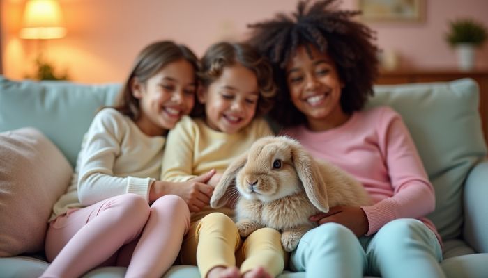 Long-living bunny with loving owner