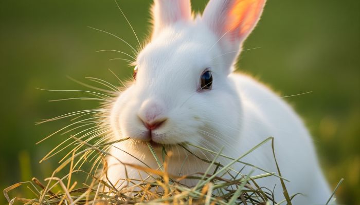 Rabbit enjoying healthy food instead of carrot