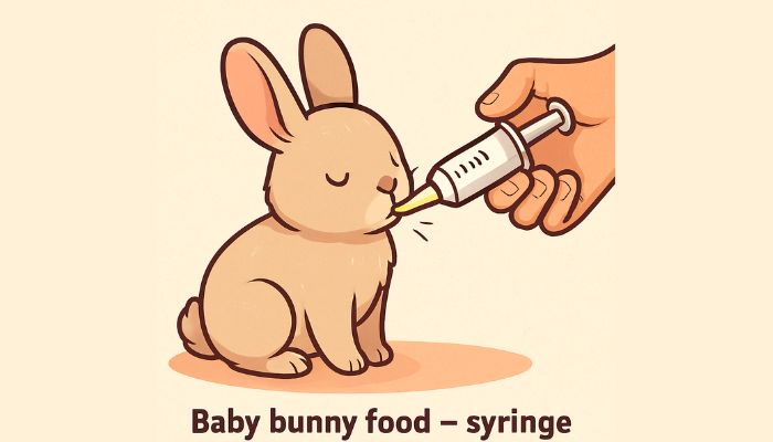 Baby bunny food – syringe feeding orphan bunny milk replacer.