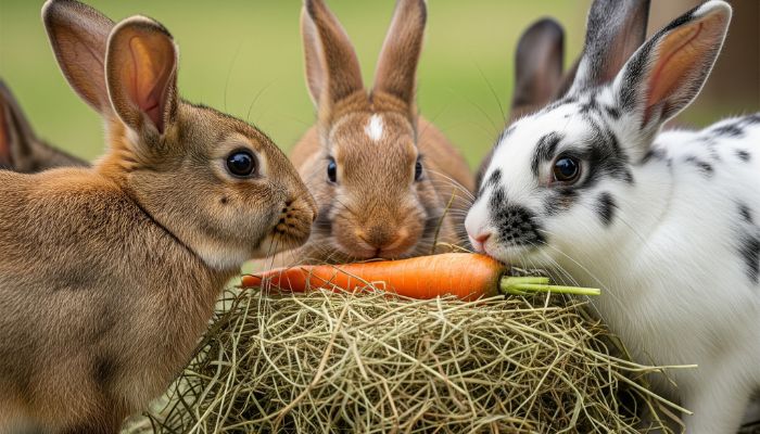 rabbits eating