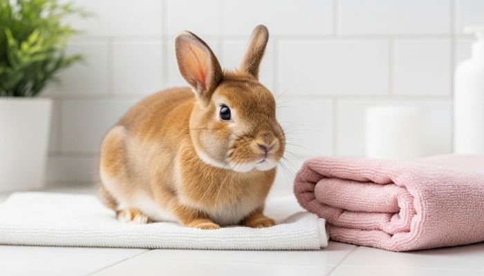 cleaning a rabbit
