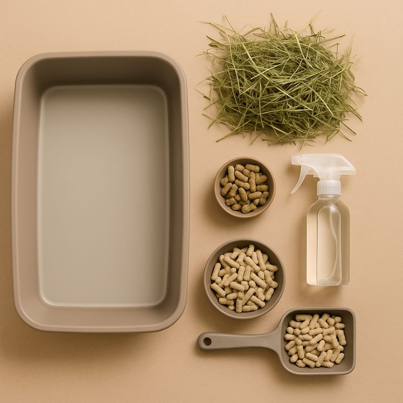 rabbit litter training supplies on a table