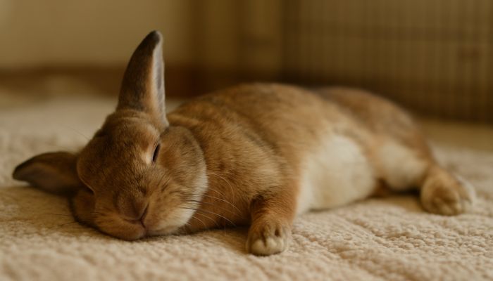 Rabbit twitching in sleep showing REM sleep and dream behaviors